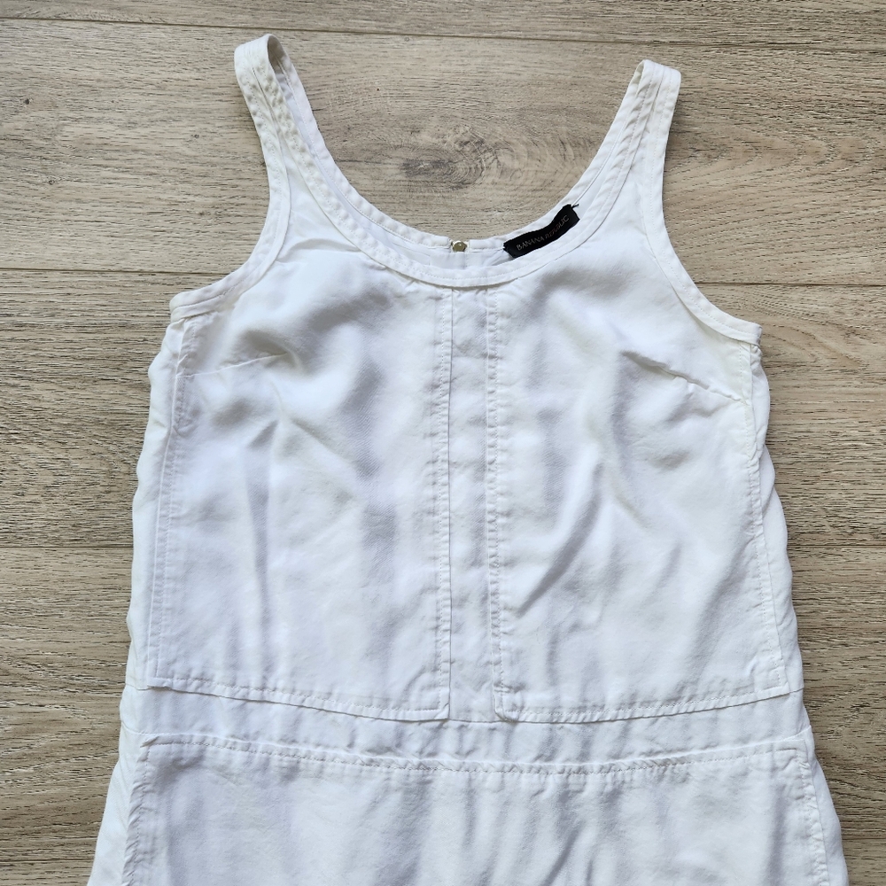 Banana Republic White Shift Dress Womens 2 Tank Sleeveless Zipper Beach Summer - Picture 2 of 10